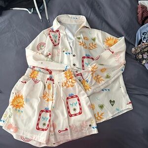 Colorful Patterned Shirt and Shorts Set